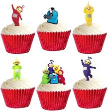 24 Teletubbies Stand Up Cup Cake Toppers Edible Birthday Party Decorations