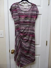 Attitudes by Renee Jacuard Dress with Ruched Detail-Black Multi-Medium-A290800