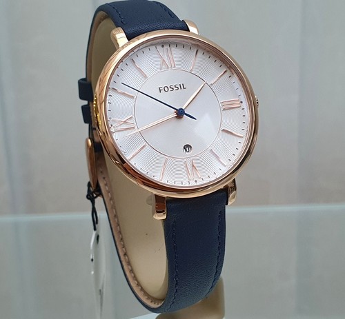 New FOSSIL Ladies Watch Blue Navy & Rose gold plated RRP£189 Gift for Her (F3 - Picture 2 of 21