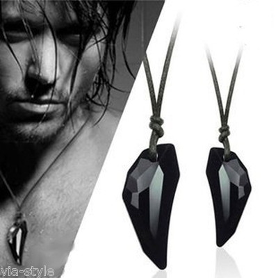 Cool Kette 3 cm Wolf Zahn Halskette Wolf Tooth Anhänger Kristall Bunt Neu