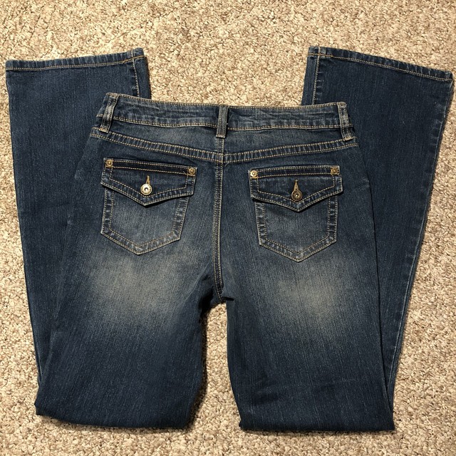 Apt 9 Bootcut Denim Jeans Misses Size 6 Flap Pockets Button Closures | eBay