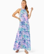 NEW Lilly Pulitzer EVERLY RUFFLE MAXI DRESS Lilac Freesia Mermaid size XS