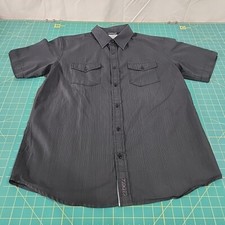 Ezekiel Shirt Button Up Short Sleeve Black Striped Casual Men's Large L Class-A