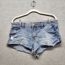 Free People Women Shorts W26 Light Blue Denim Cutoff Hot Pant