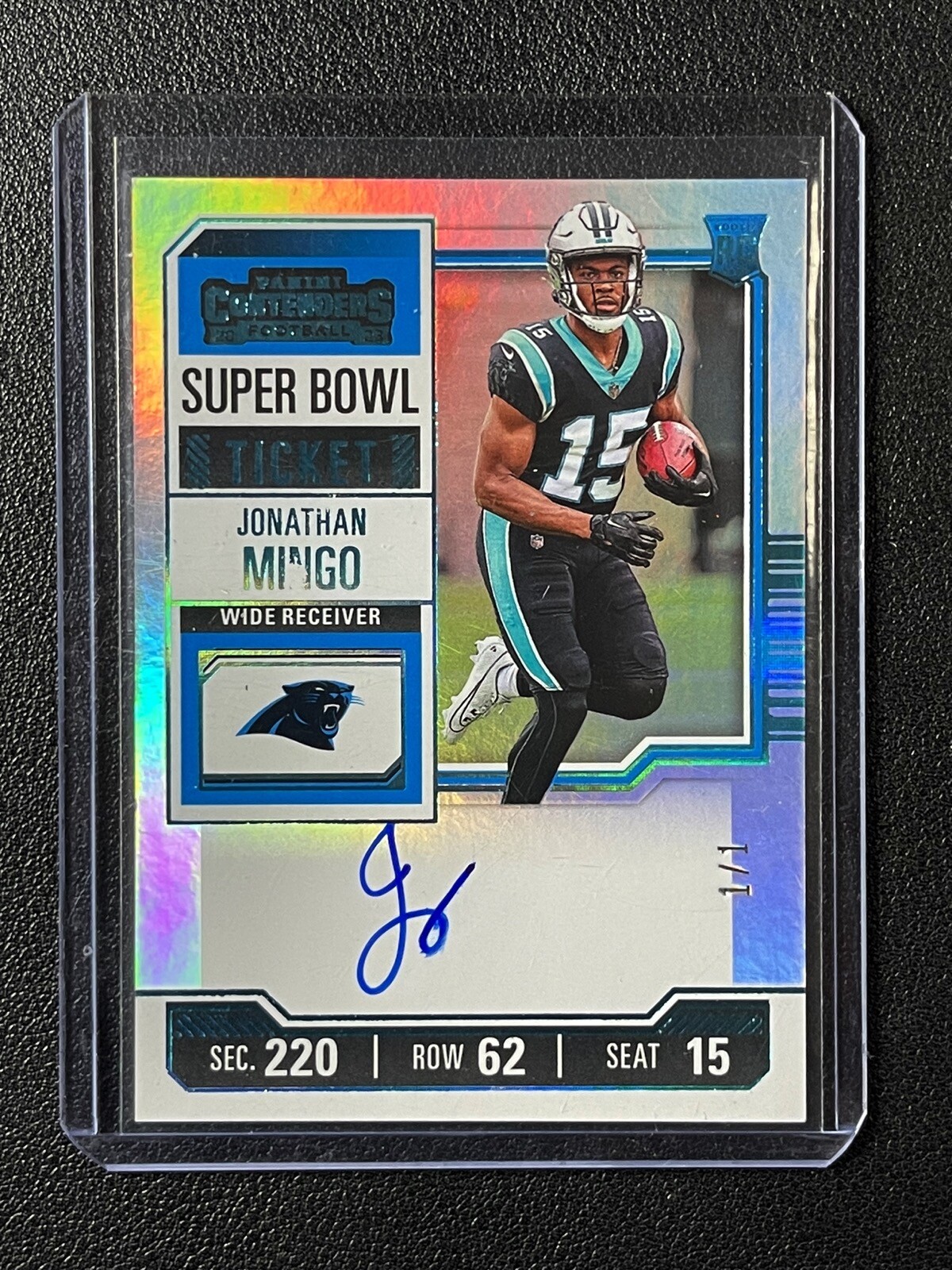 JONATHAN MINGO 2023 PANINI CONTENDERS #119 ROOKIE SUPER BOWL TICKET AUTO 1/1 RC