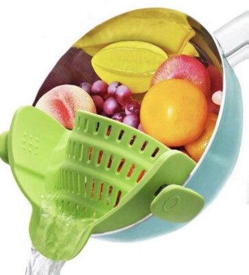 Kitchen Snap Silicone Food Strainer Clip on Colander Heat Resistant Adjustable 