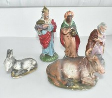 5 antycznych tekturowych figurek szopki figurki do szopek osioł krowa 16 cm komora D3