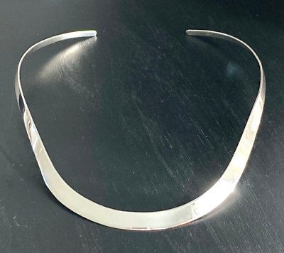 Vintage 925 Sterling Silver U Shaped Collar Necklace~New 17.9 grams Ending Soon