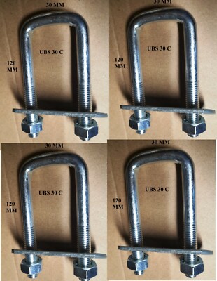 4 X Square U Bolt U Bolts Brackets Diy 30x1x10mm Nuts Plate Ubs 30c Ebay