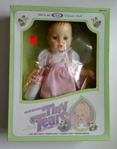 Vintage  Ideal 1982 TINY TEARS Baby Doll Still Attached To Box