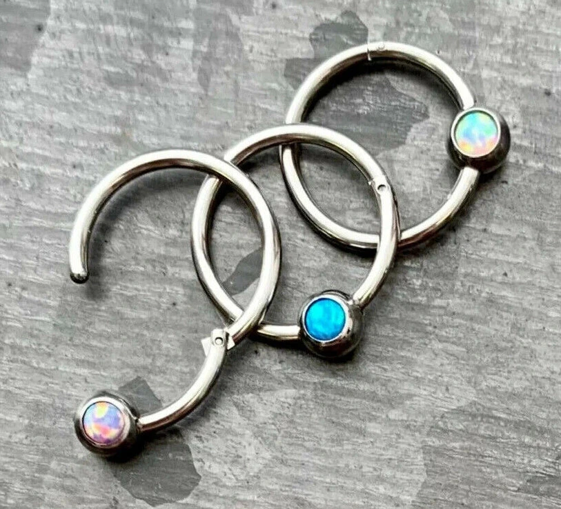 1 pieza bola de ópalo bisagras segmento anillo clicker tabique cuentas cautivas hélice cartílago Foto 4 de 4
