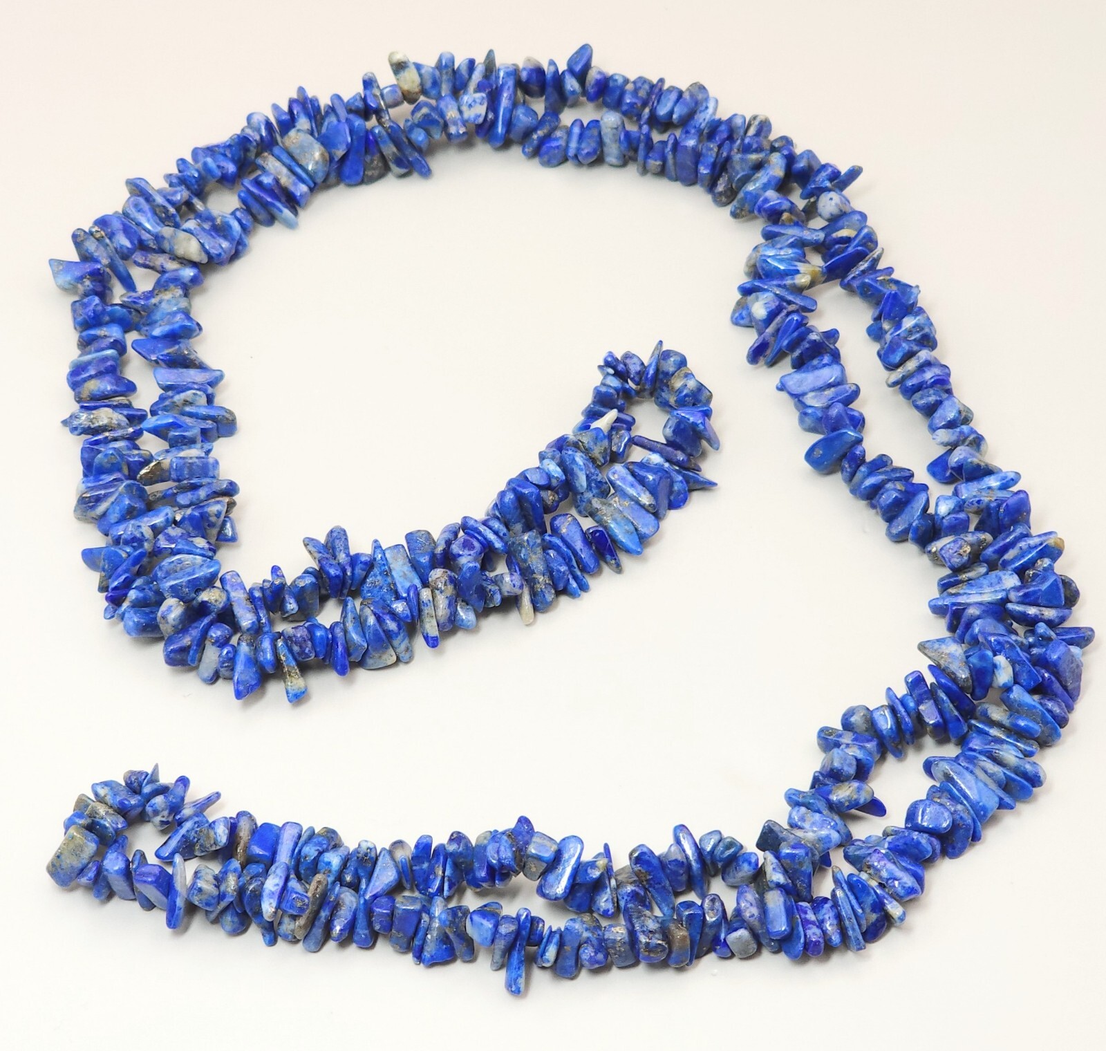 Continuous Loop Blue Stone Lapis Lazuli Chip Neck… - image 3