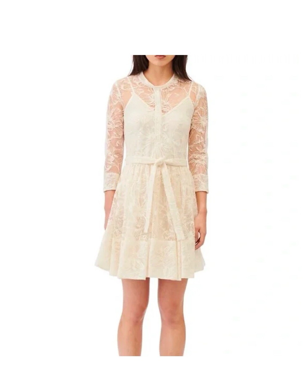 Maje Dress Ivory Off white New Lace Size 10 Bachelorette Bride Christmas  Party | eBay