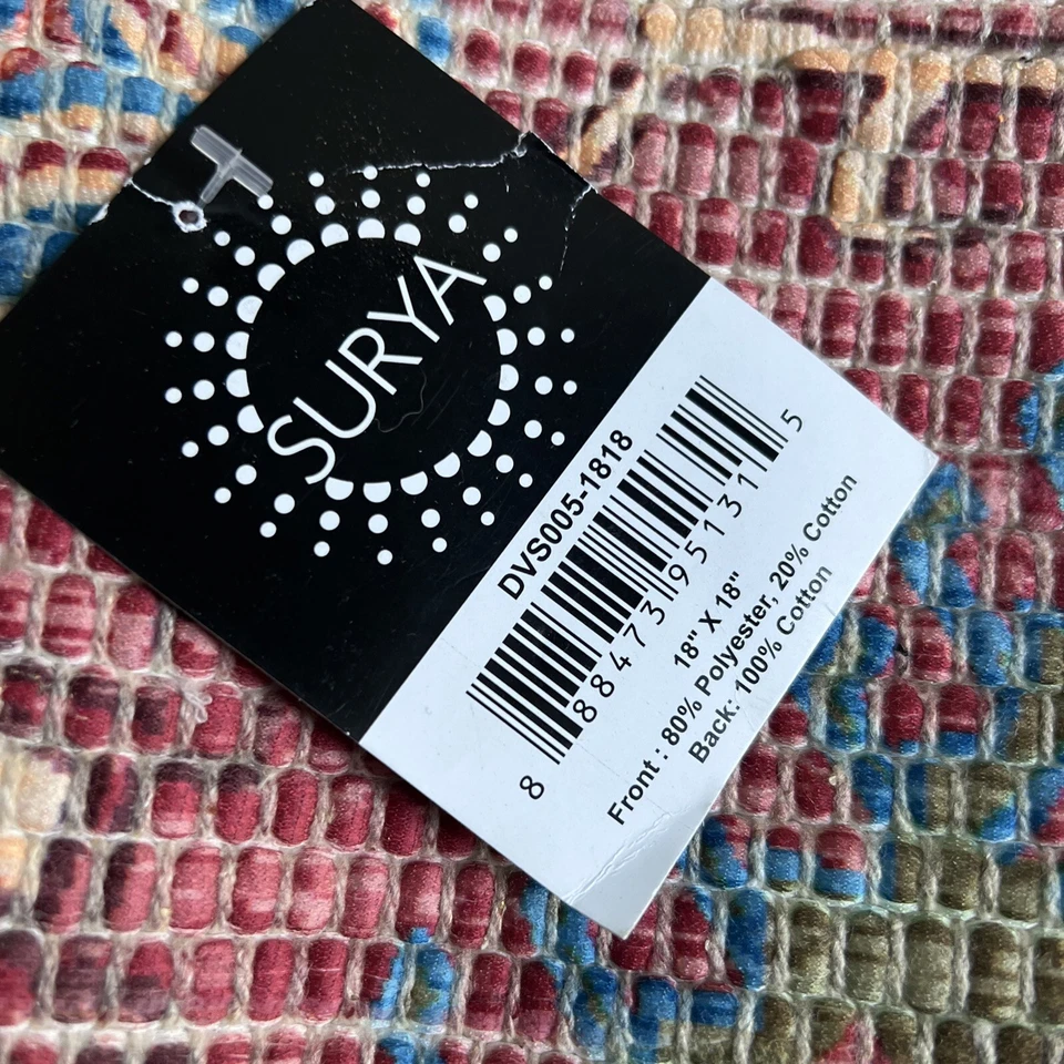 Лот из 4 - Surya DVS005-1818 18 X 18 дюймов наволочка новый с ярлыками - Изображение 4 из 4