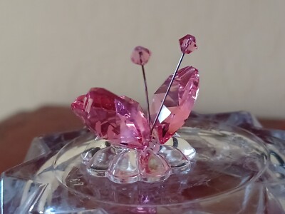 Vintage Austrian Crystal Pink Butterfly with Wings of Hearts - EC