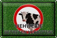 Blechschild Viehweide 30X20 Cm Betreten Verboten Metall Deko Schild Tin Sign