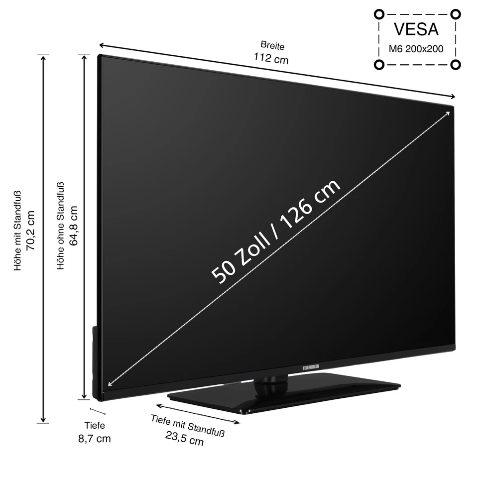 Telefunken Android Smart TV 50 Zoll Fernseher 4K UHD Dolby Vision HDR / Atmos - Bild 2 von 4