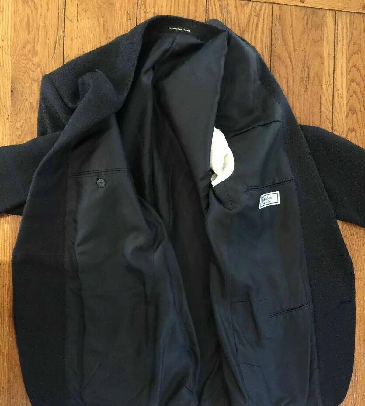 SAINT LAURENT Giacca Blazer Uomo Yves St. Laurent Spina di Aringa Cappotto Sportivo a Quadri 42R