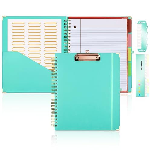 5 Subject Notebook College Ruled Spiral Notebook with Front Clipboard 8.5 x 1... eBay