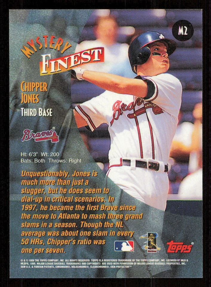 1998 Topps Mystery Finest Bordered #M2 Chipper Jones - Image 2 of 2