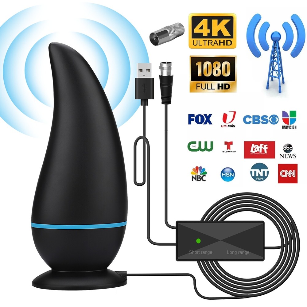 250 Miles Digital TV Antenna, Indoor HDTV Amplified Signal Booster, 4K HD 1080P
