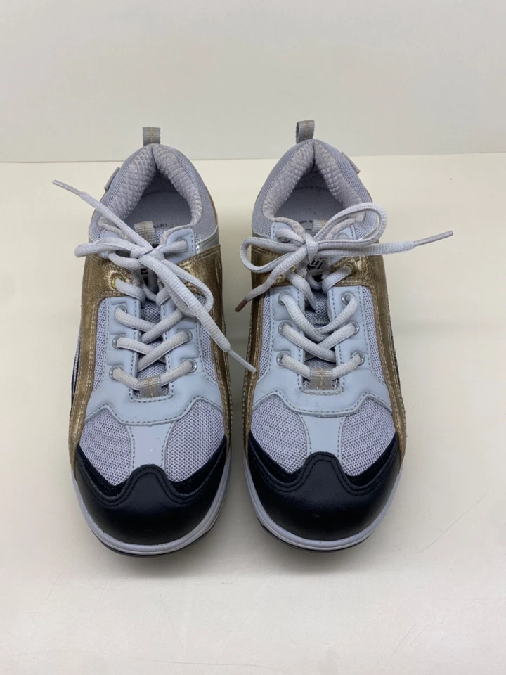 Zapatilla deportiva Buffalo London Classic Kicks plataforma blanca talla 39 EE. UU. 8,5 gris azul marino dorado Foto 2 de 4