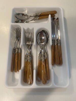 EME 18/10 Italy Napoleon Brown Versailles Handle Flatware 15 Piece Set