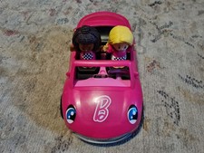 Barbie Pink Convertible Car with 2 Dolls – Mattel Toy Playset – Good Condition
