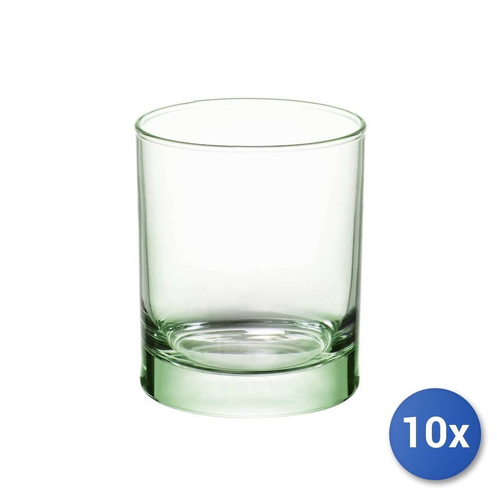 10x Packs 3 Glasses In Iridescent Green Water 25 Cl Bormioli Rocco