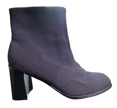 Ipanema Fabric Stretch Heeled Ankle Boots Booties Womens Size 8M Navy Blue