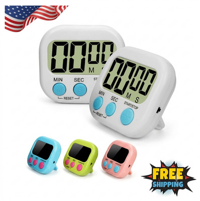Large LCD Digital Kitchen Cooking Timer Count Down Up Clock Loud Alarm Magnetic