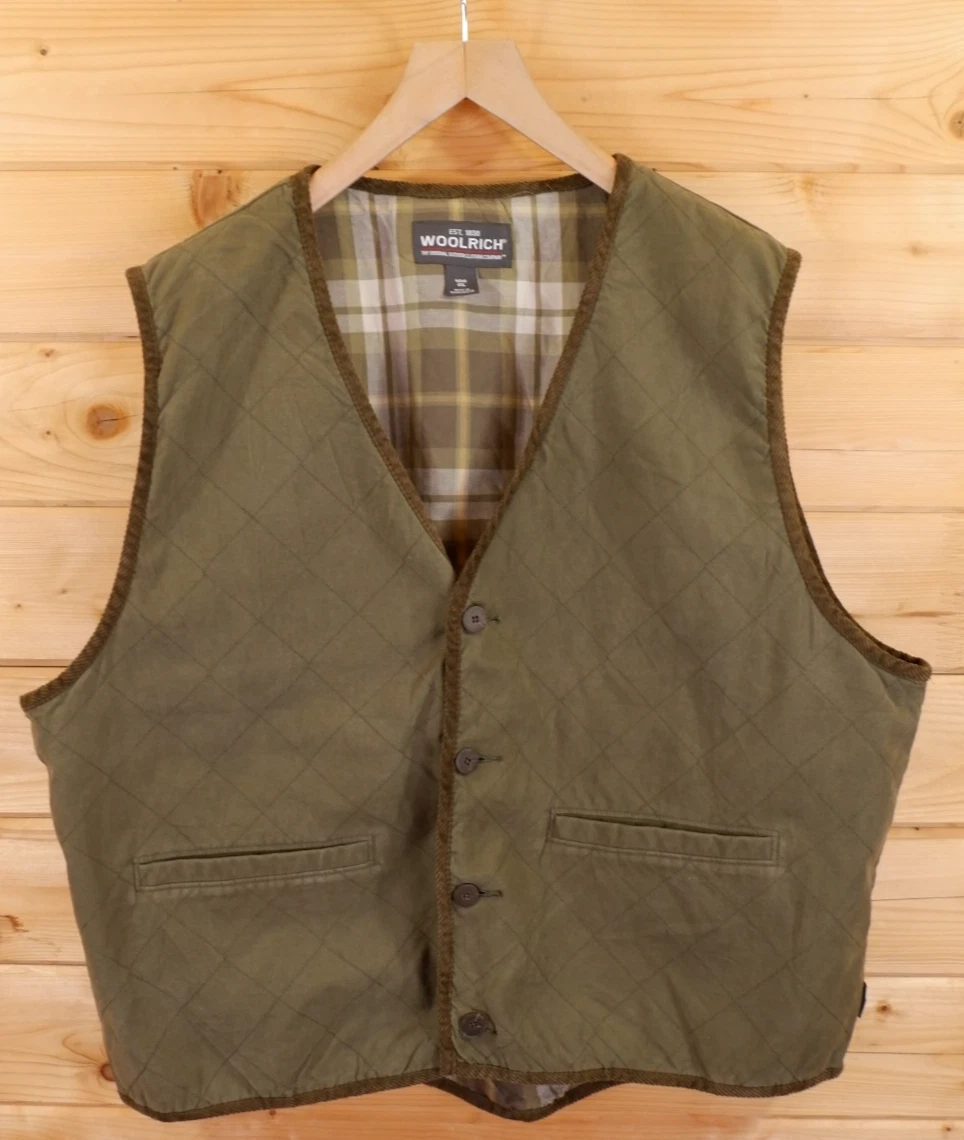 Woolrich Cotton Quilted Fishing Hunting Bodywarmer Vest Gilet Jacket XXL Green