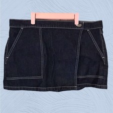 Abercrombie Fitch Mid Rise Denim Wrap Mini Skirt Size 31 NWOT