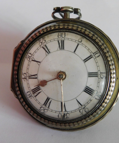c1764 Early SOLID SILVER & BRASS FUSEE POCKET WATCH by ROB WALKER of LONDON