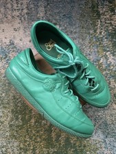 Vintage Sport Steps green faux leather 24 tie tennis shoes, size 9B