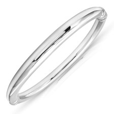 925 Sterling Silver 7 Inch Classic Polished Bangle Bracelets with Hinged