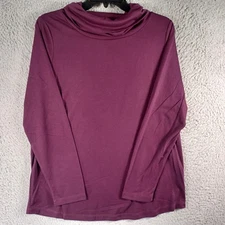 Norm Thompson Prima Womens Velvet Maroon Long Sleeve Top size Medium Turtleneck