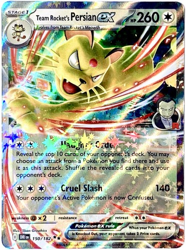 Team Rockets Persian ex 150/182 Double Rare Pokemon TCG 2025 Destined Rivals NM+
