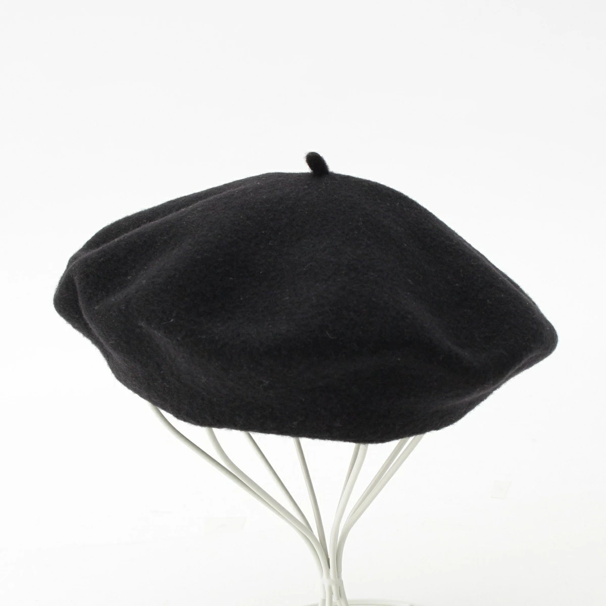 Chanel 98P Wool Coco Mark Embroidered Handwritten Tag Beret Black 57 *Pqb1129 thumbnail 8