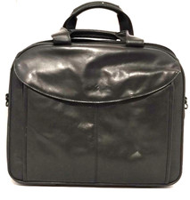 Dell Black Leather Professional Briefcase Laptop Case Bag Computer Pocket
