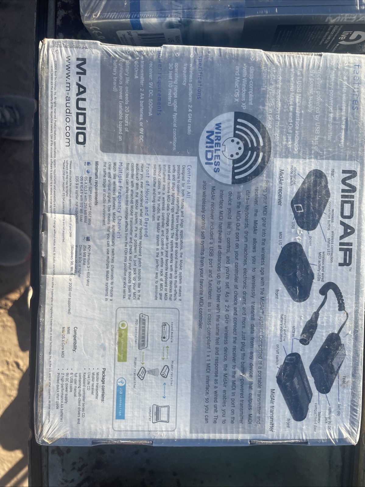 M-Audio MidAir Wireless MIDI transmitter, receiver New Sealed, in Original Boxes