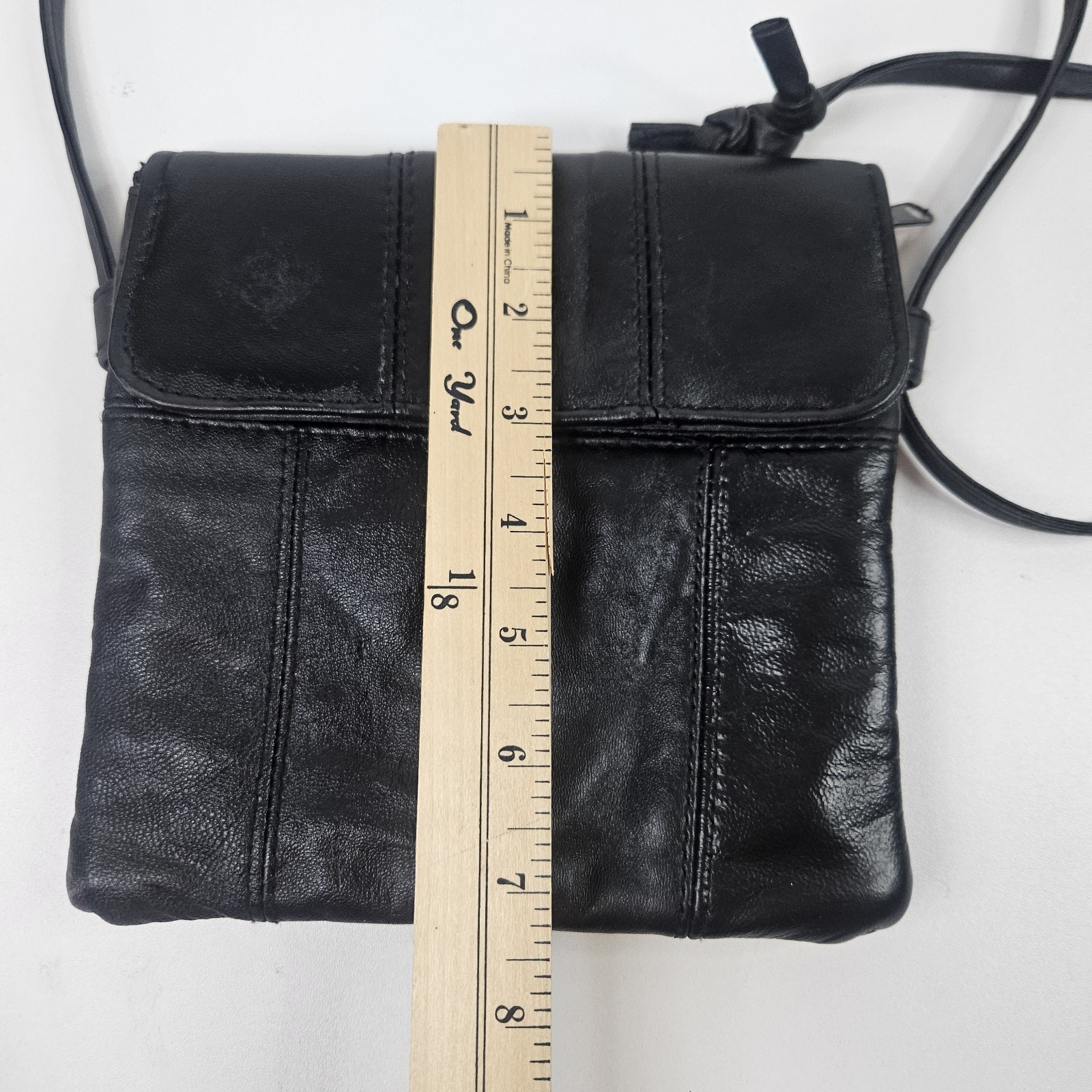 Retro Patchwork Micro Shoulder Purse Black Lambs … - image 7