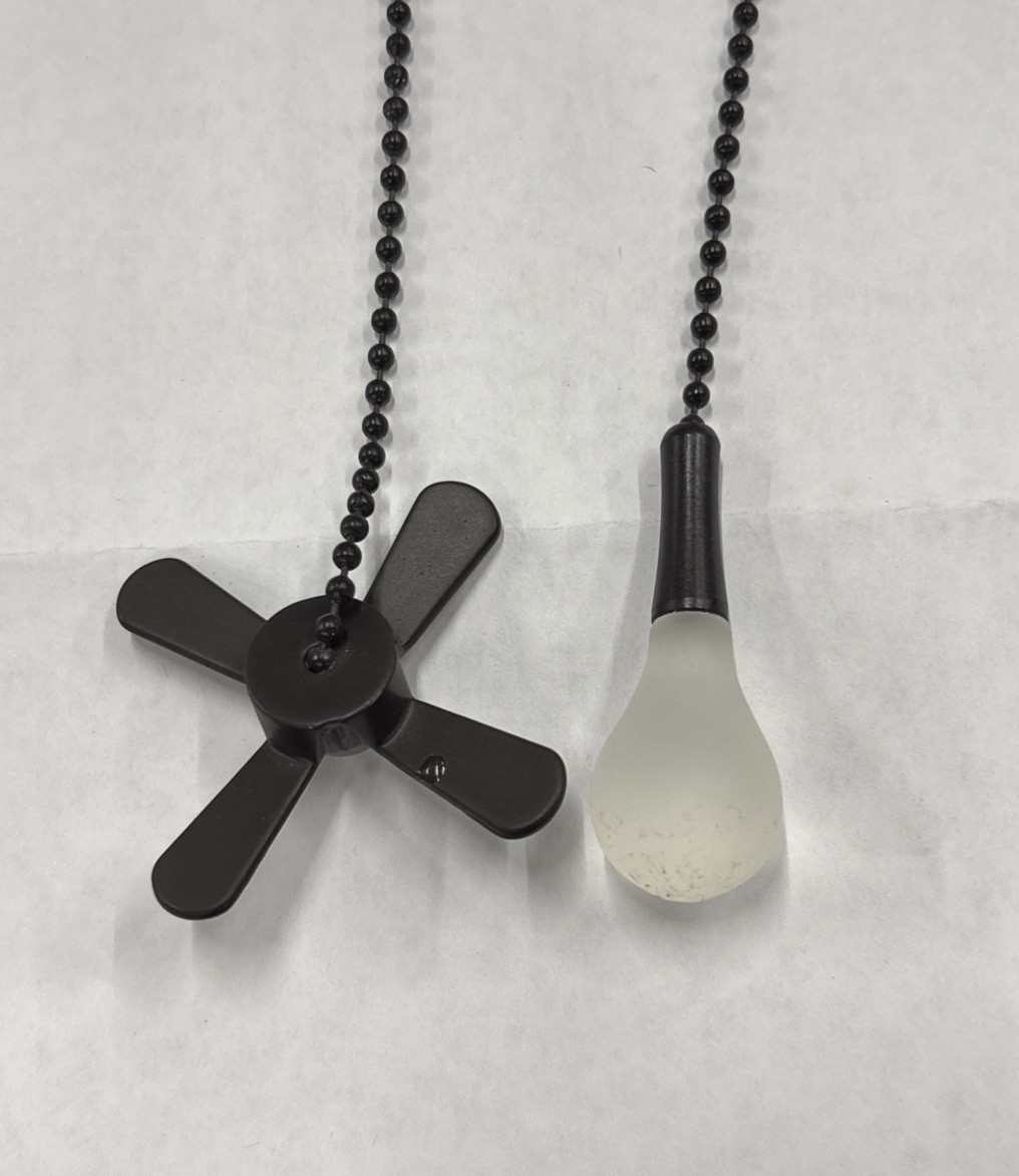 Black Ceiling Fan and Light Bulb Pull Chain Set - Includes 1 Each-image