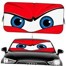 Car Windshield Sun Shade, Funny Car Eyes Sun Visor Wear Large angry eyes-red