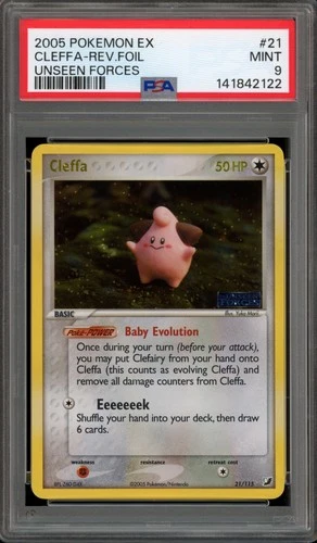 Pokemon Cleffa EX Unseen Forces Reverse Holo Rare #21 PSA 9 Mint