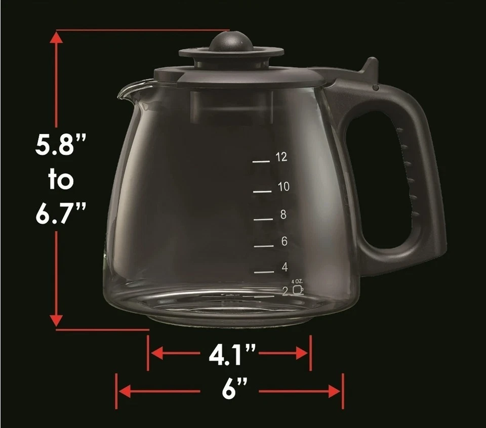 Jarra de repuesto de vidrio transparente Medelco GL312BK para café con capacidad de 12 tazas Foto 2 de 4