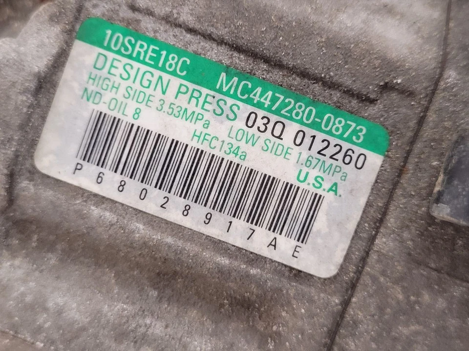 11-21 JEEP GRAND CHEROKEE AC Compressor Wk Corpo VIN E Ou F 6º Dígito 68028917AC - Imagem 2 de 4
