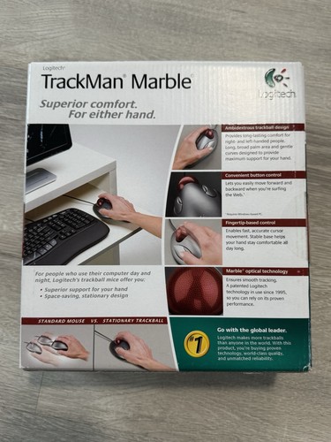 Logitech Trackman Marble USB T-BC21 Mouse 810-000767 Nos - 第 3/5 張圖片