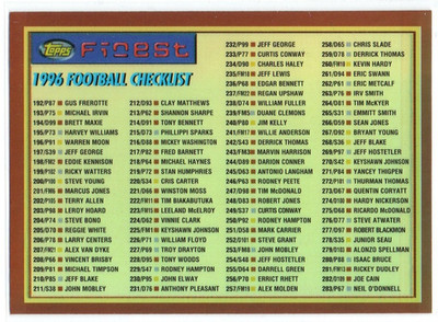 1996 Finest Refractors #359 Checklist 192-358 No Peel  (Emmitt Smith John Elway)