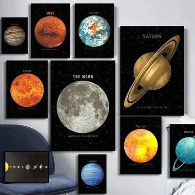 Earth Venus Moon Mars Saturn Uranus Planet Solar System Canvas